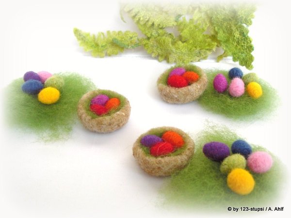 Nest mit Ostereiern - für den Jahreszeitentisch (5015)