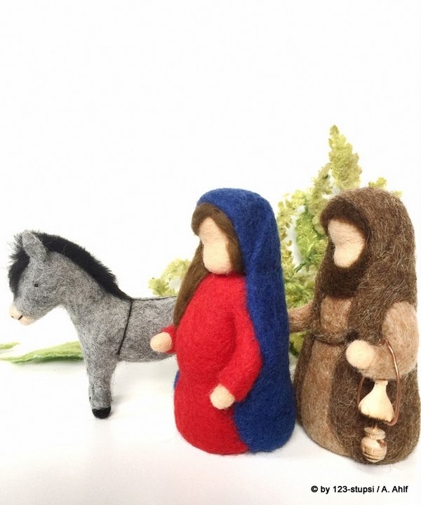 Schwangere Maria mit Josef & Esel - Krippe - Jahreszeitentisch (8003(2)