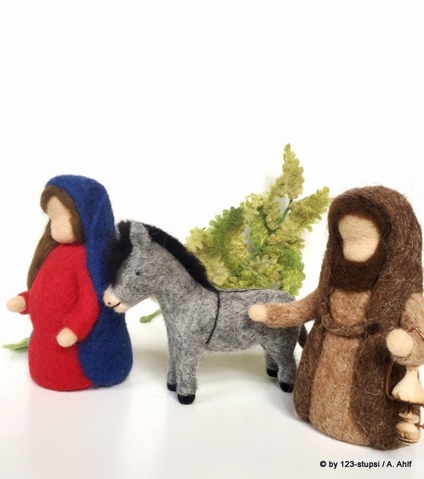 Schwangere Maria mit Josef & Esel - Krippe - Jahreszeitentisch (8003(1)