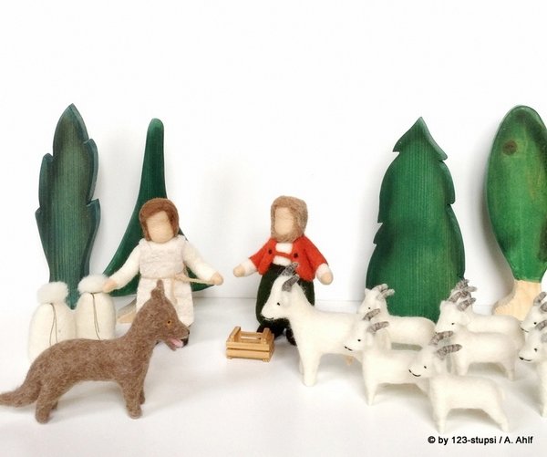 Märchenfiguren: Der Wolf und die 7 Geißlein -   Puppenspiel (6020)