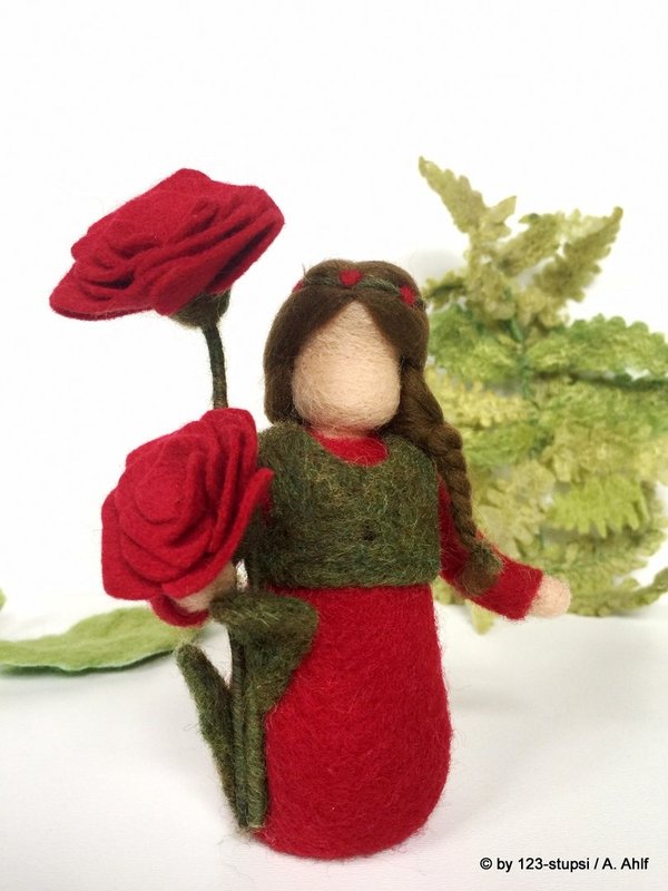 RESERVIERT: Rote Rose Blumenkind für den Jahreszeitentisch