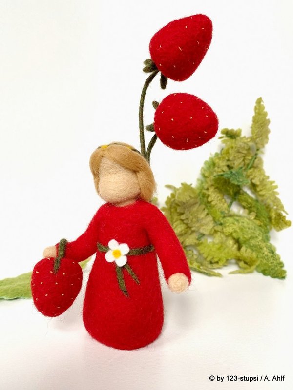 RESERVIERT: Erdbeeren Blumenkind - Jahreszeitentisch nach Waldorf Art (1077)